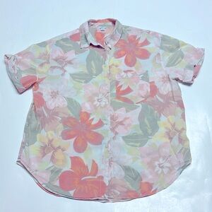 Aerie button down short sleeve oversized lightweight floral shirt size small
